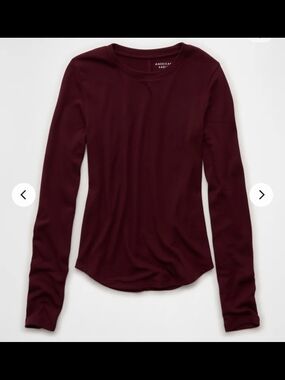 American Eagle Outfitters Women's Long Sleeve Crew Tee - Burgundy